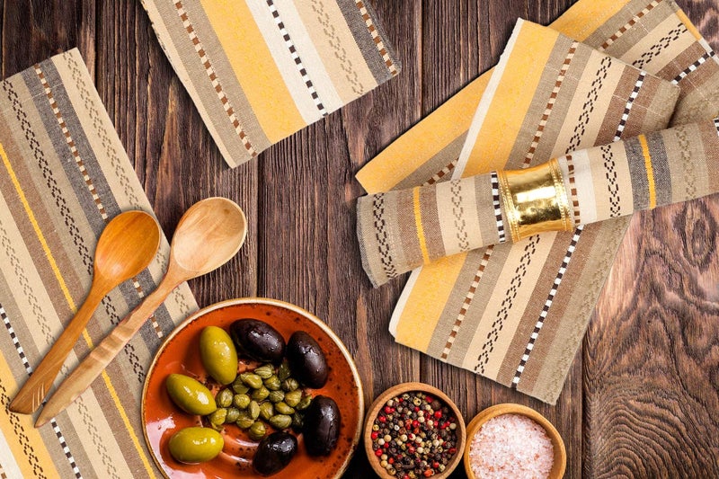Light & Pro Lightnpro Salsa Stripes Cloth Napkins Set of 12 â€“ Wedding, Christmas & Holiday Table Napkins, Machine Washable Cloth Napkins for Special Occasions & Everyday Use - 18x18 Inch Beige Multi - Image 2